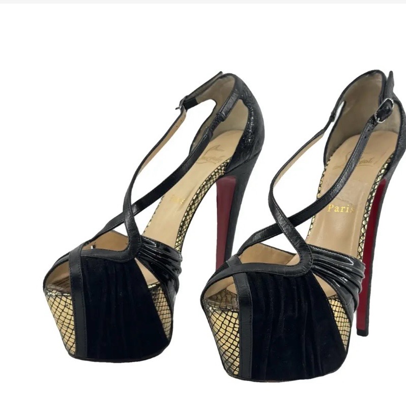 Christian Louboutin Black And Gold Heels